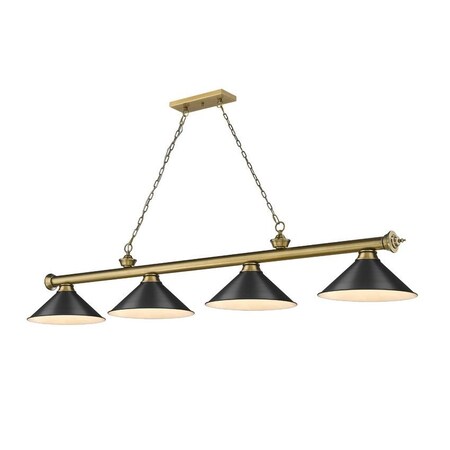 Z-Lite Cordon 4 Light Billiard, Rubbed Brass & Matte Black 2306-4RB-MB15